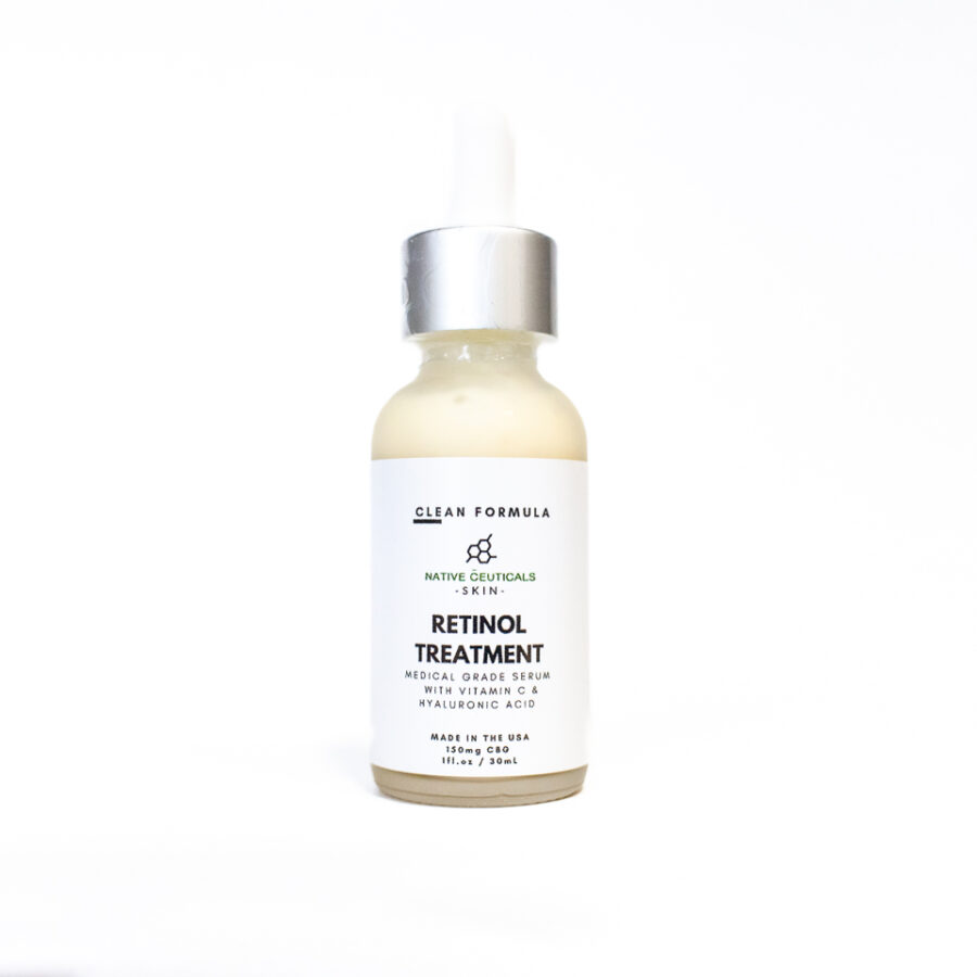 Retinol Facial Serum with Hyaluronic Acid and CBG 500mg skincare bottle