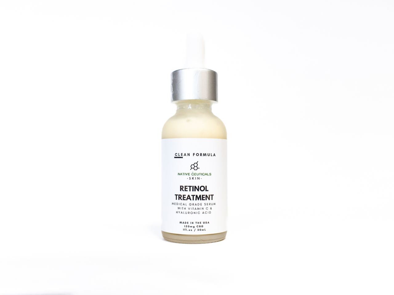 Retinol Facial Serum with Hyaluronic Acid and CBG 500mg skincare bottle